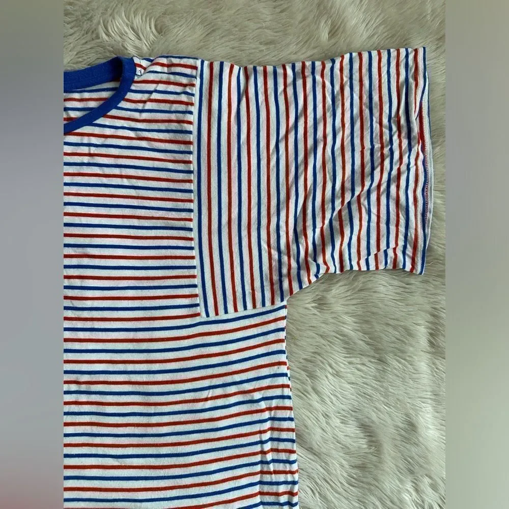 J. Crew Striped Short Sleeve Tee - Red, Blue, White